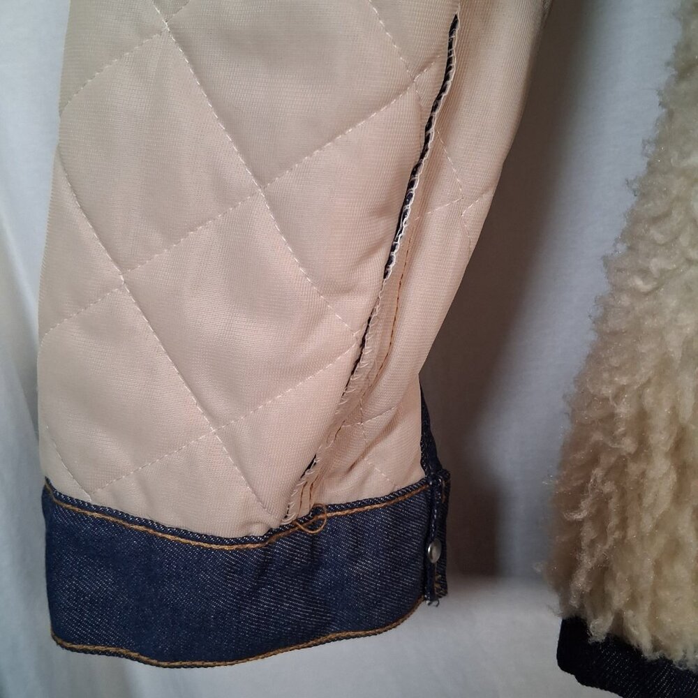 Vintage Sears Roebucks Denim Trucker Jean Jacket Men 46 R Sherpa Lined Blue - Picture 16 of 16